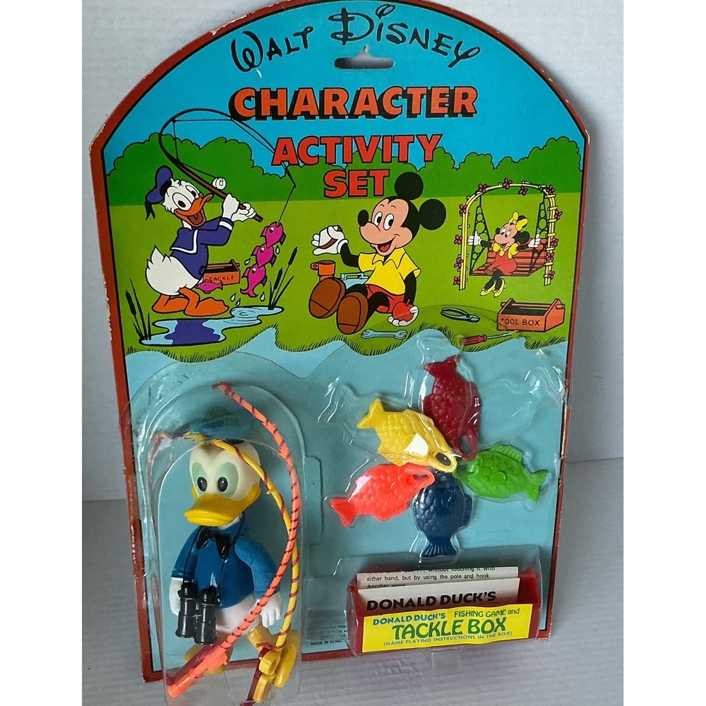 Disney Vintage 1977 Donald Duck Fishing Game Activity Set Remco Toy 5in Figure